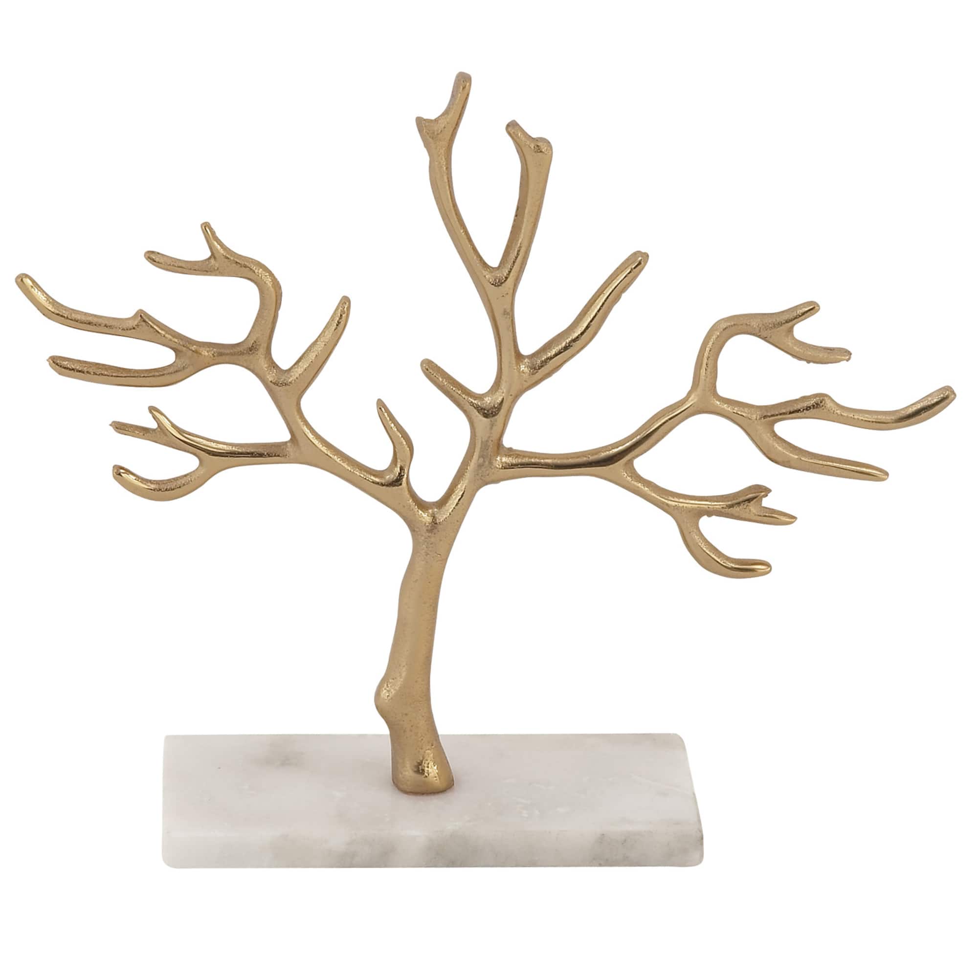 CosmoLiving by Cosmopolitan 10" Gold Marble Jewelry Stand